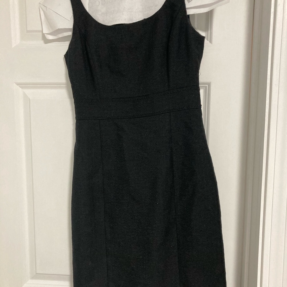 Ann Taylor black tweed sheath dress.